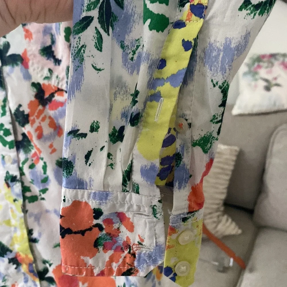 Gap Shrunken Boyfriend Floral Button Down Shirt XS